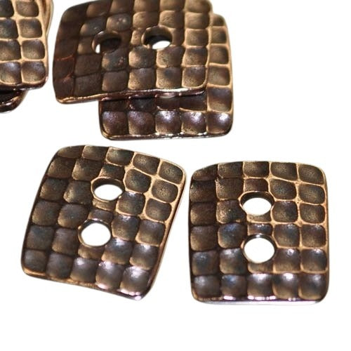 Findings - Link - 13x15mm Wafflecone Rectangle Button - Antiqued Copper