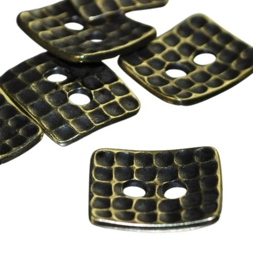 Findings - Link - 13x15mm Wafflecone Rectangle Button - Antiqued Gold