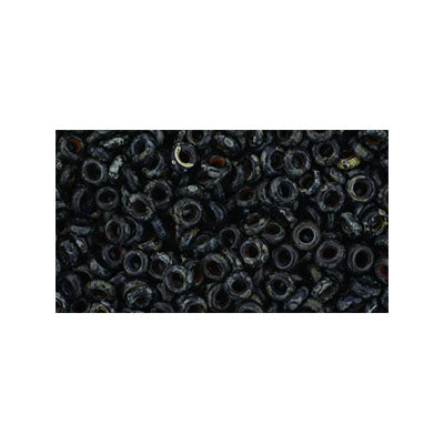 Toho Seed Beads - 8/0 - Demi Round - Hybrid Jet Picasso Frosted
